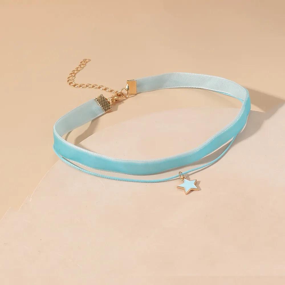 Vintage Gothic Doppel Schicht Samt Halsband frauen Hals Kette Punk Schmuck Kurze Schwarze Stern Anhänger Halskette Collares Para Mujer