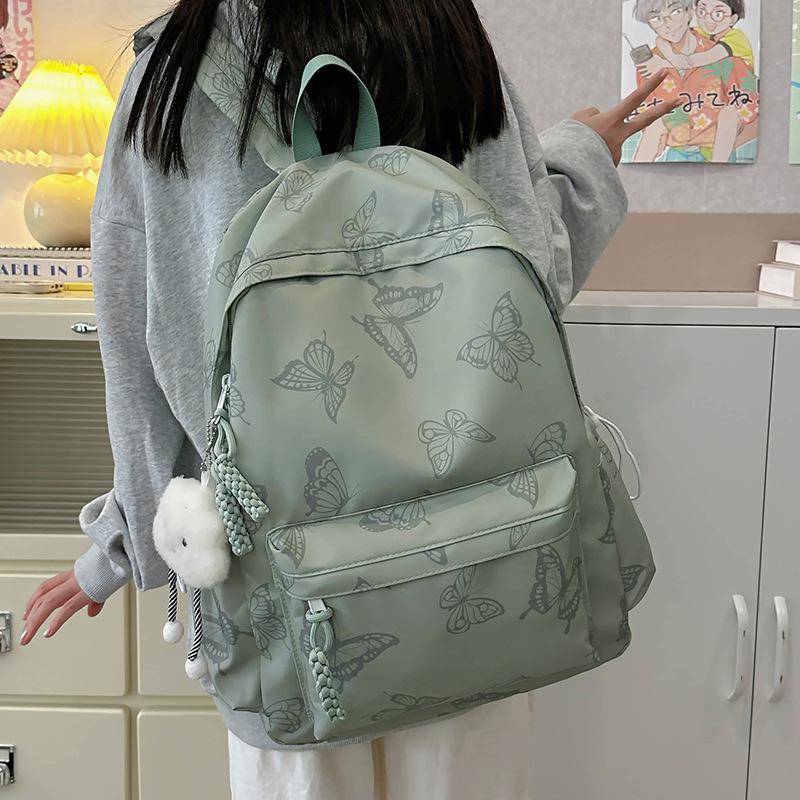 Schoolbag Japanese Schoolbag Female Ins Butterfly College Student Backpack Junior High School Leisure Large-capacity Backpack Going Out for Travel