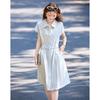 French Style Lapel Belted A-Line Dress