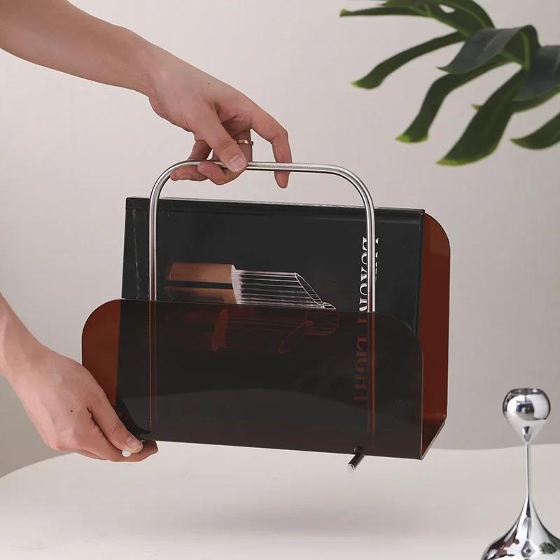 Acrylic Magazine Holder Crystal Clear Acrylic Magazine Book Rack Desktop File Storage For Office Home Study Model Room Decor