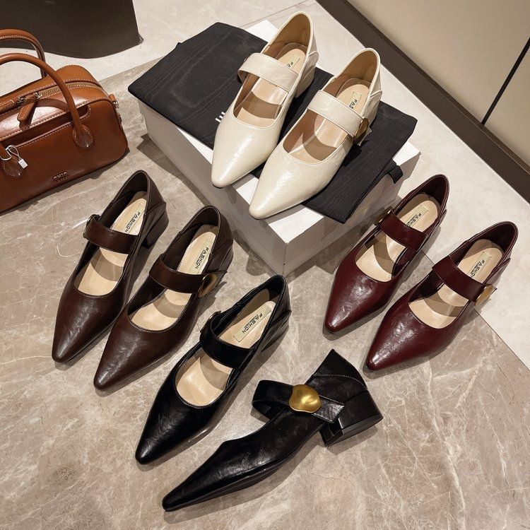 Pointed head shallow mouth single shoes women's middle heel 2025 new spring and autumn French temperament thick heel Mary Jane shoes retro small le