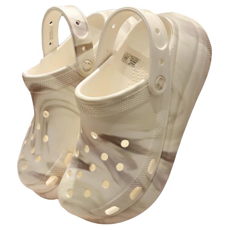 Crocs Crush Pearlized Marble Clog Comfortable Versatile Clogs Unisex Clogs Gray White 211628-0PZ