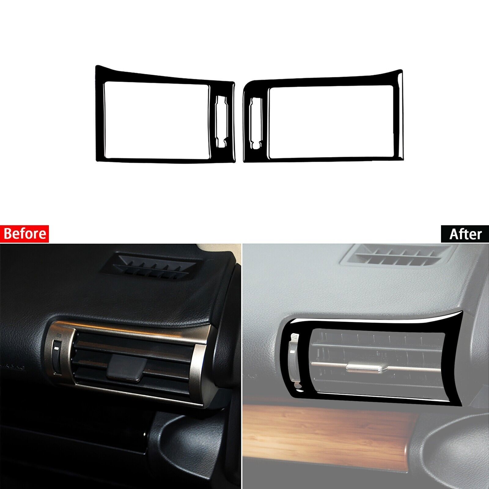 Glossy Piano Black Side Air Vent Outlet Cover Trim For Lexus IS250 IS350 2013-18