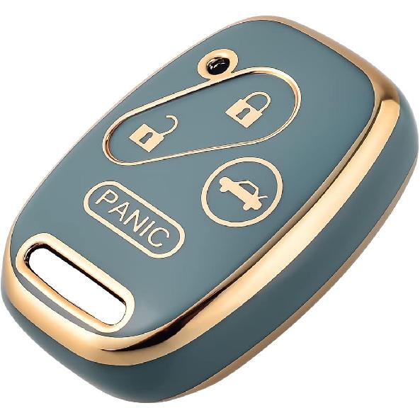 OFFCURVE Key Fob Cover for Honda, Full Protective Car Key Case Holder for Honda Accord Accord Crosstour CR-V Civic Element Pilot Key Fob Keyless Gold Blue