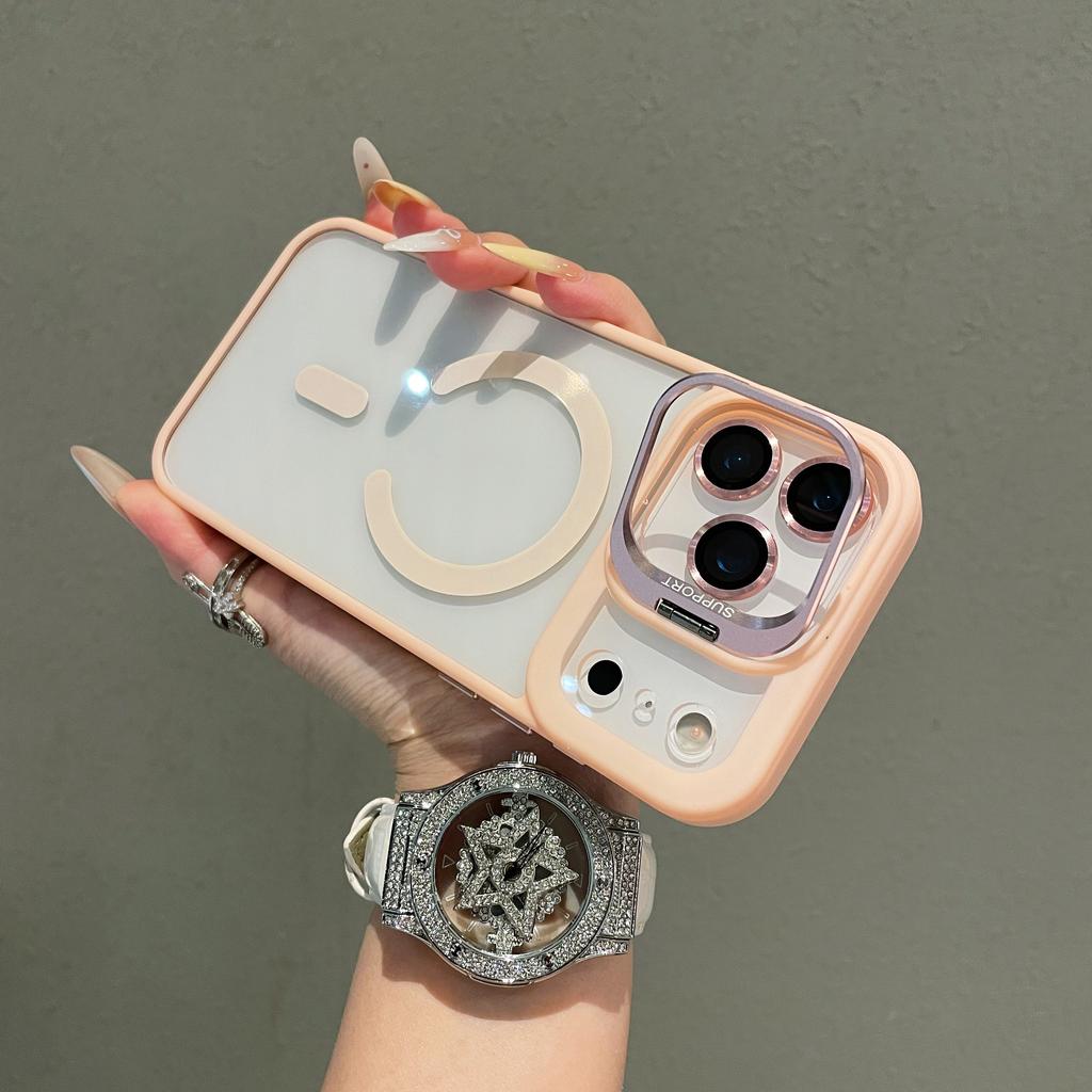 Transparent Case For iPhone 17 Air 16 15 14 Plus 13 12 11 Pro Max For Magsafe Wireless Charge Camera Stand Holder Lens Cover