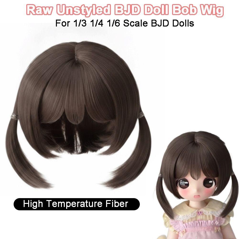 Cute Mushroom Bob Cut BJD Doll Bob Wig Braided Wig  For 1/3 1/4 1/6 Scale BJD Dolls
