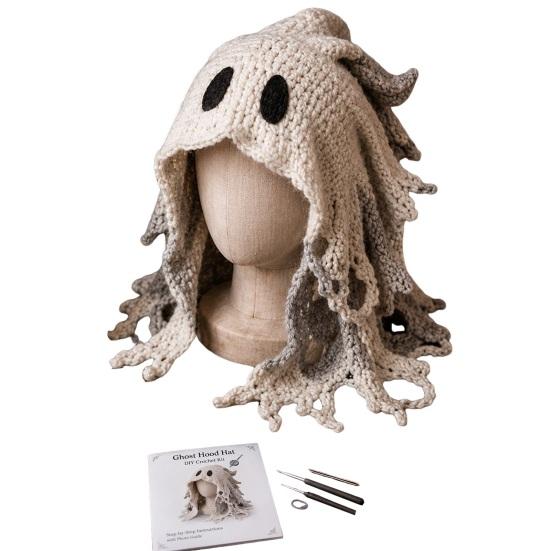 Beginner Friendly Crochet Tools Animal Hood Hat Kit, DIY Earflap Project for Weekend Cute Craft Kit Beginners, Handmade Winter Headwear Learn