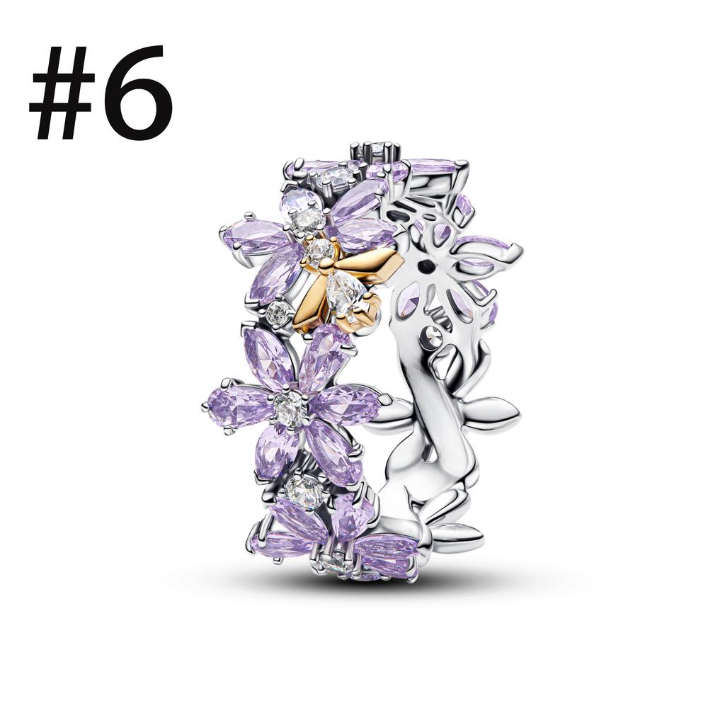Luxury Original 925 Silver Heart-shaped Bow Flower Ring Fit Women's High-end Jewelry Parties Valentine's Day Gifts