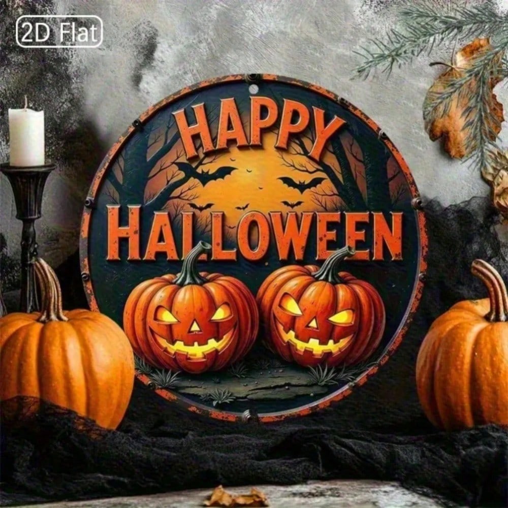

1PC Modern 2D Flat Iron Wall Art Halloween Home Decor For Living Room Bedroom Bathroom Kitchen Durable Holiday Gift 20x20 різнокольоровий