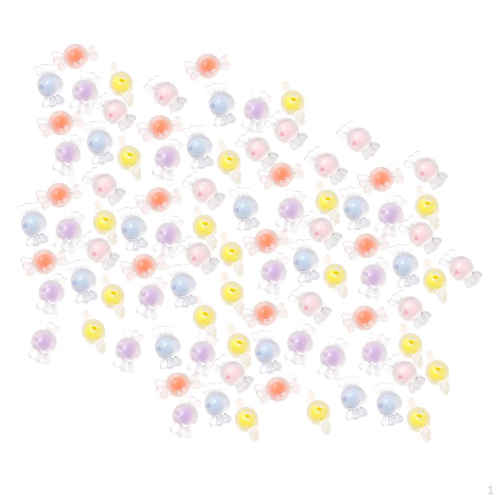100 Pieces Colorful Acrylic Beads with Hole for DIY Craft, Necklace, Jewelry Making, Bracelets,