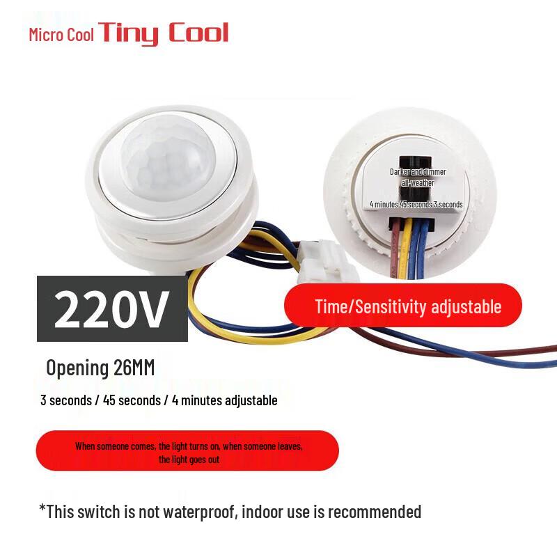 Миниатюрный и стильный встраиваемый выключатель с PIR-датчиком движения Tiny Cool TC220