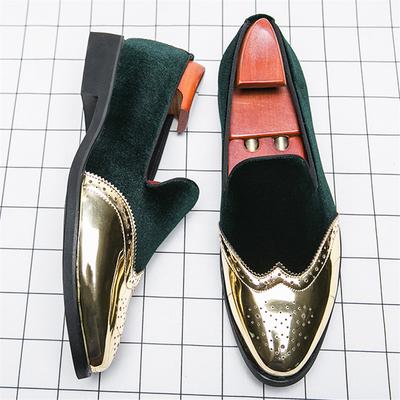 New Britain Gentleman Royal Pointed Velvet Brogue Leather Shoes For Men Fashion Designer Casual Loafers Formal Dress Footwear
