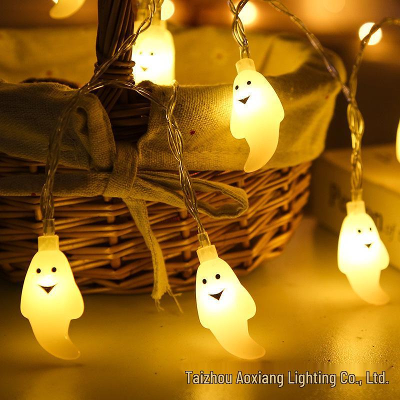 Halloween LED String Lights - Pumpkin, Spider, Ghost, Horror Decor, Marigold Colored Small Lights