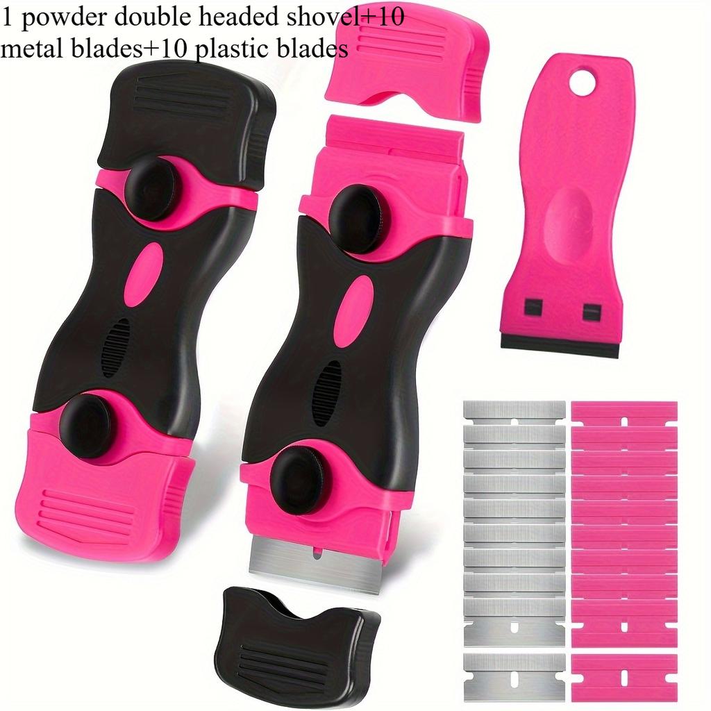 One Set, Adhesive Removal Scraper,glass Scraper,1 Double-headed Scraper + 10 Metal Blades + 10 Plastic Blades,scraper Tool,used for Windows,cleaning