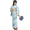 RAVIR Yukata Mizuasagi Dragonfly Fluffy and Geta One Size Fits All Women's 3-Piece Set, Pattern, Gold, Pattern, Obi, Sandals, Blue,