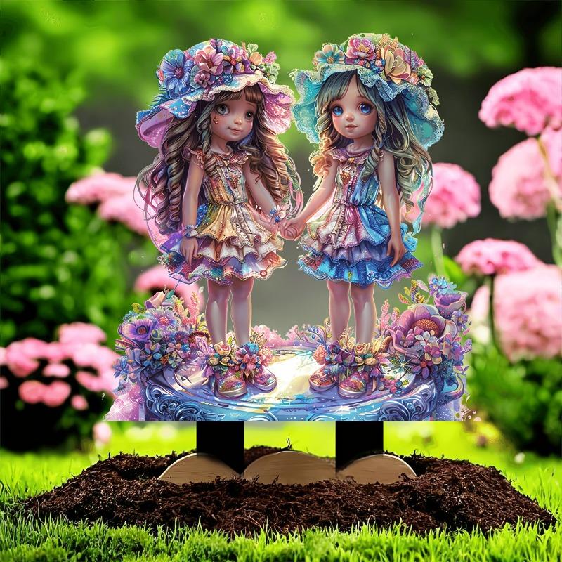 Transparent Acrylic Flower Fairy Courtyard Garden Park Elf Decorative Insert