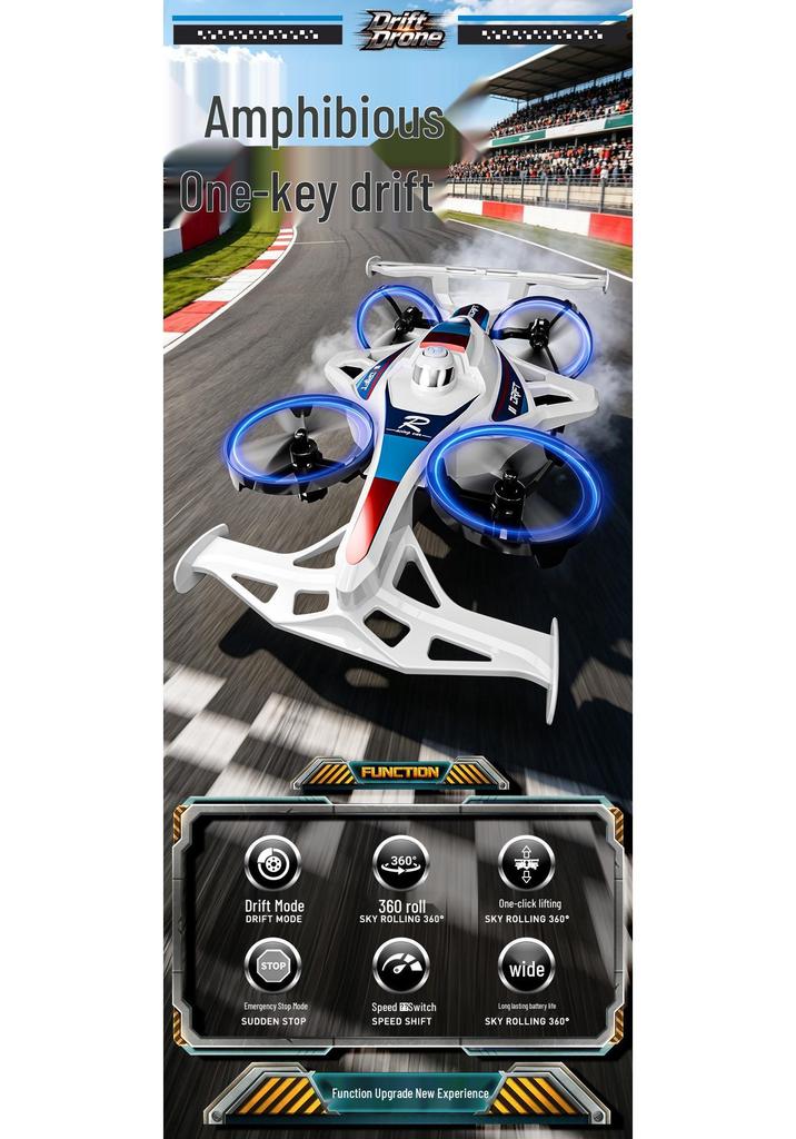 CrossH31 Dual-Mode Land-Air Drone: Remote Control Quadcopter & Stunt Drift Aircraft