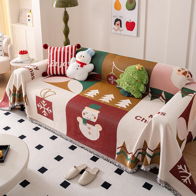 

Рождественское печатное шенилловое диванное полотенце многоцелевой пылезащитный чехол для дивана для гостиной мягкая двухсторонняя подушка для сиденья 180x130cm