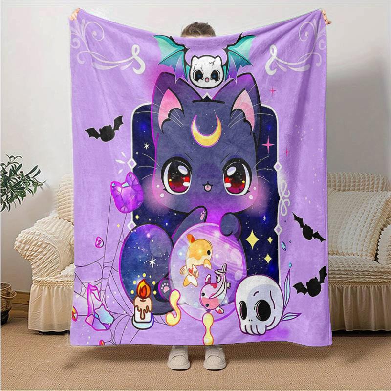 

1pc Moon Goddess Cat Blanket Soft Throw for Room Decor, Perfect Gift, Living Room, Travel, Camping, Car Blankets, Beach 80x120cm