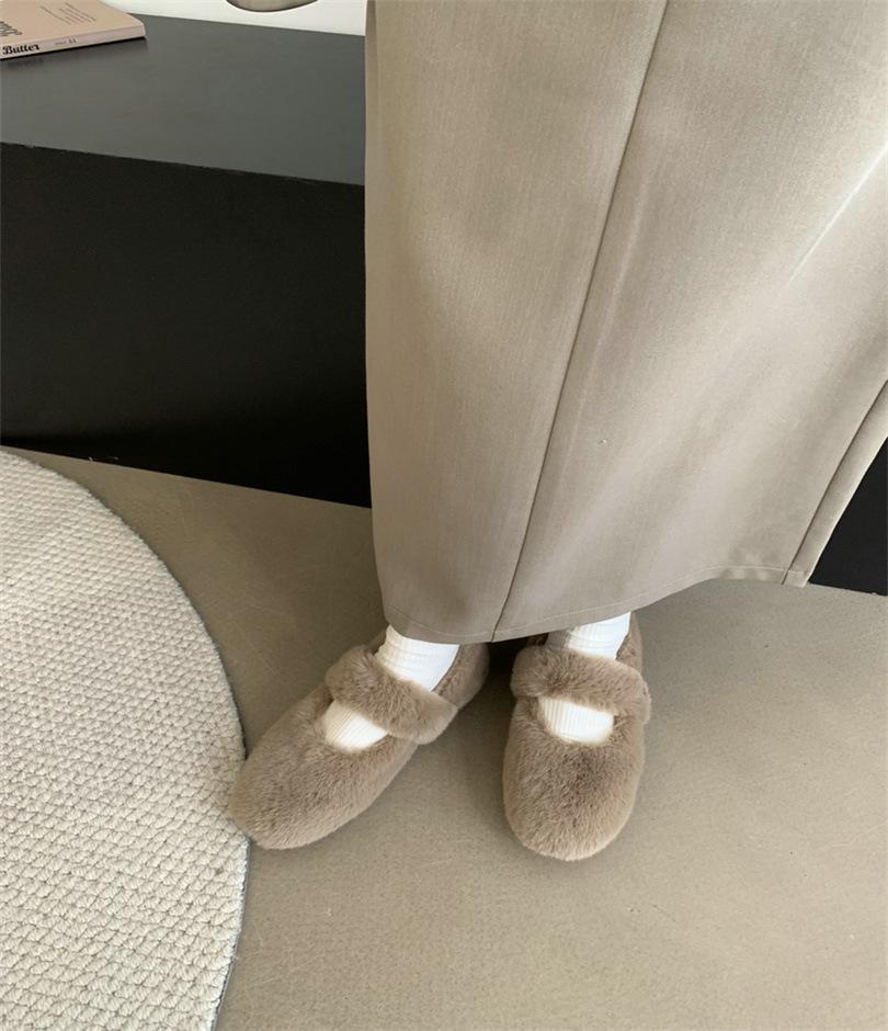 

Внутреннее увеличение высоты~ Обувь Doudou осень-зима 2025 новая теплая повседневная плюшевая обувь женская обувь круглый носок плоская подошва 40 хаки