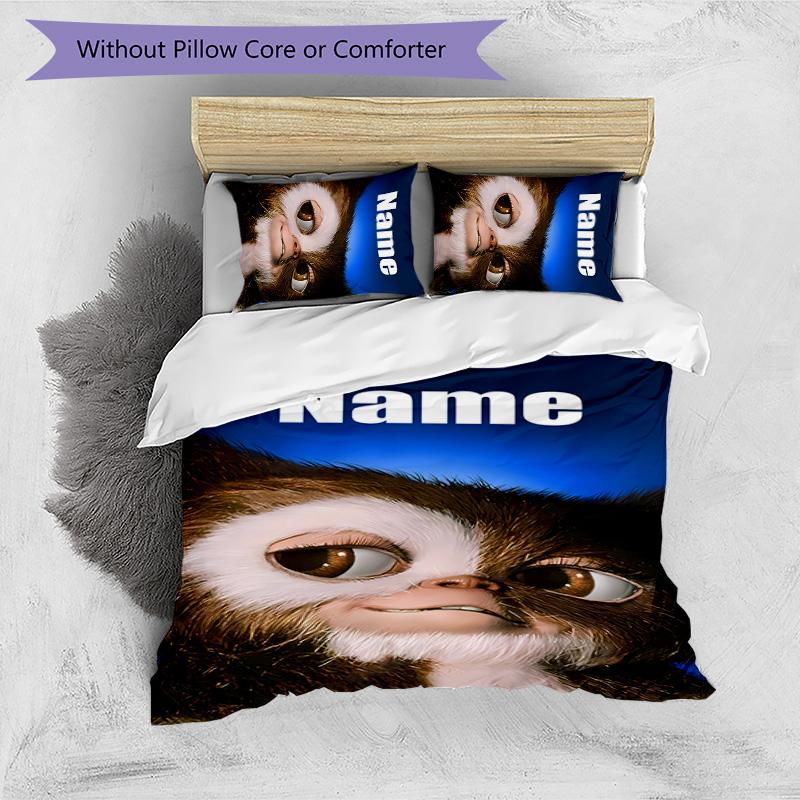 3pcs Gremlin1 Cover Set - Personalized Name, HD Printed Bedding with 1 Cover and 2 Pillowcases - Perfect for Home Decor, Easy Care