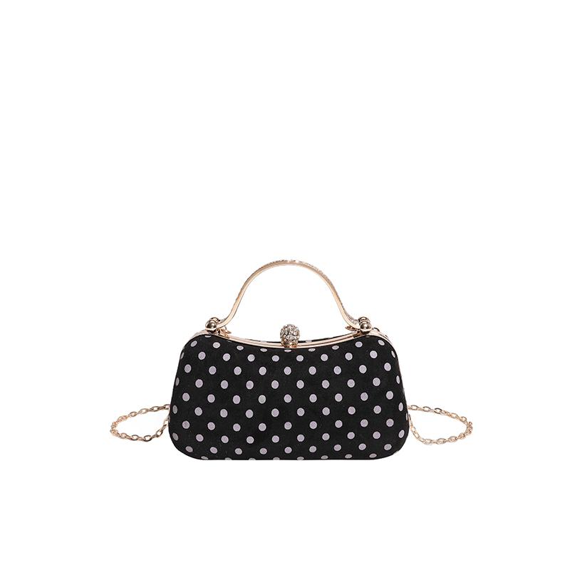 

Fresh Fashion Cute Dots Faux Suede Frame Shoulder & Crossbody Bags Personality Versatile Retro Exquisite Handbags for Women 2025 чёрный