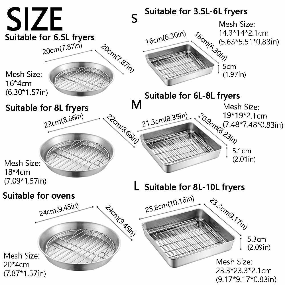 Stainless Steel Roasting Pan Set Non-stick Roasting Cooking Rack Air Fryer Accessories