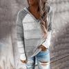 Herbst Winter Patchwork Kapuzenpullover für Damen Langarm V-Ausschnitt Slim Pullover Tops Jumper Übergröße Weibliche Strickpullover