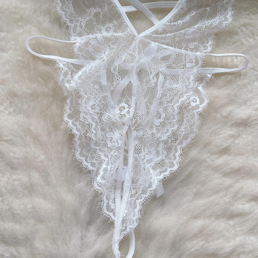 Mesh Sexy Lace Camis Nightwear Rompers Women Solid Hollow Out Open Crotch Lingerie Playsuits Female Backless Sheer Sensual Slim Bodysuits 2024