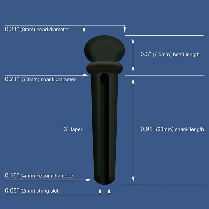 Ebony Guitar Bridge Pins with Bridge Pin Puller Set Bass Guitar Bridge Pegs Stringed Instruments String Nail Remover
