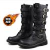 Fashion Men Black Retro Combat  Belt Buckle Punk Motorcycle Leather Zipper Boots Autumn Men Shoes SIZE 37-46