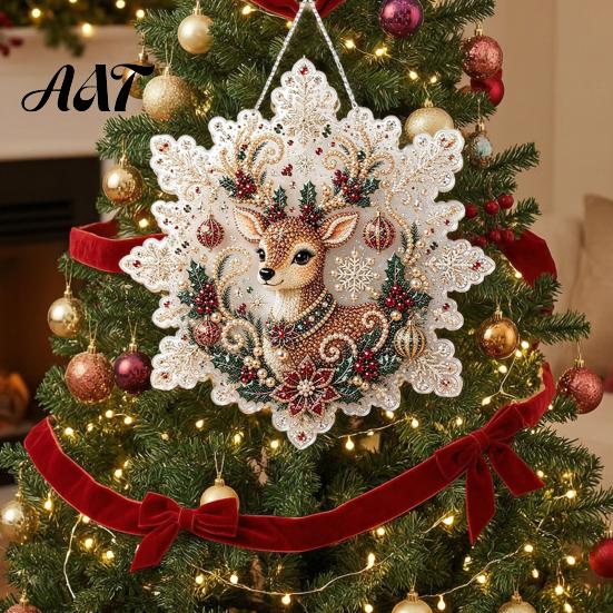 Festliche Heimwanddekorationen Weihnachten Perlmutt-Malerei Sonnenfänger Kunst-Bastelset, Acryl-Schneeflocken-Form Platten-Ornament Bastelsets mit Spitzenrand, 3D