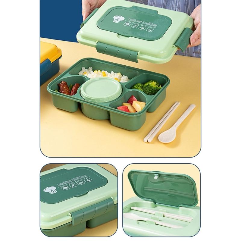 Food Container With Divided Compartments Soup Bowl Utensils Microwave Safe Plastic Lunch Box For Home Office