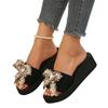 Women's Fashion Plus Size Wedge Slide Sandals with Bow Knot Decoration Platform Sole Casual Summer Footwear for Outdoor and Indoor Use
