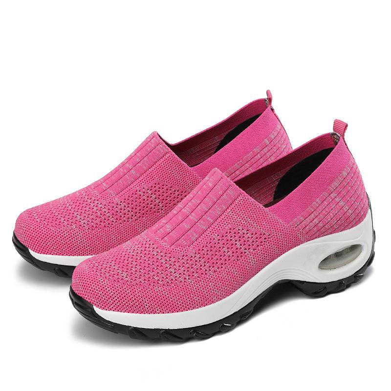 Frühling und Sommer neue Schaukel-Schuhe atmungsaktive Mesh-Freizeit-Sportschuhe dicksohlige rutschfeste weichsohlige Damenschuhe einschlupf