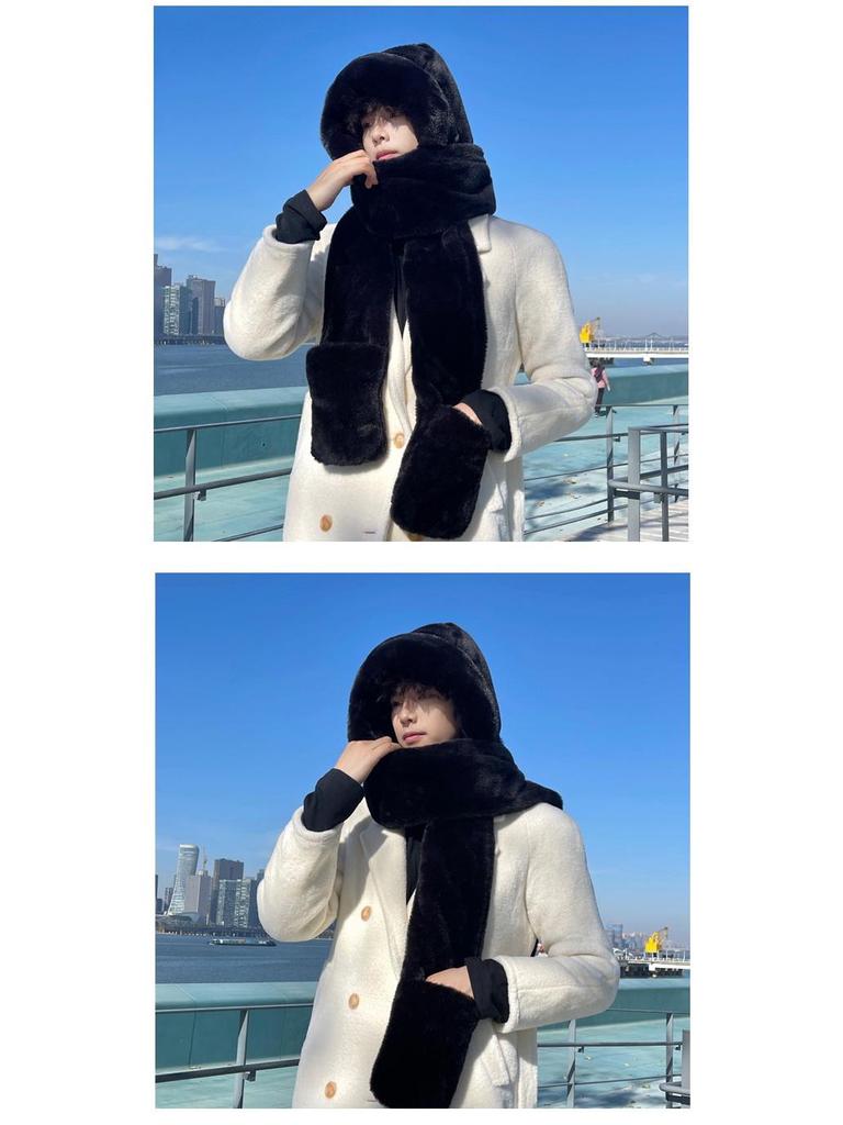 Men's Winter Set: Hat, Scarf, Ear Muffs with Plush Lining