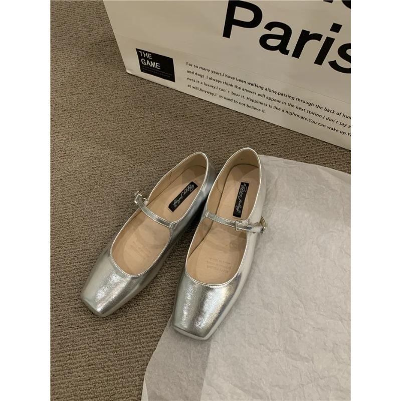 Summer Women Flats Fashion Square Toe Shallow Mary Jane Shoes Soft Casual Ballet Shoes Slingback Shoes Comfortable
