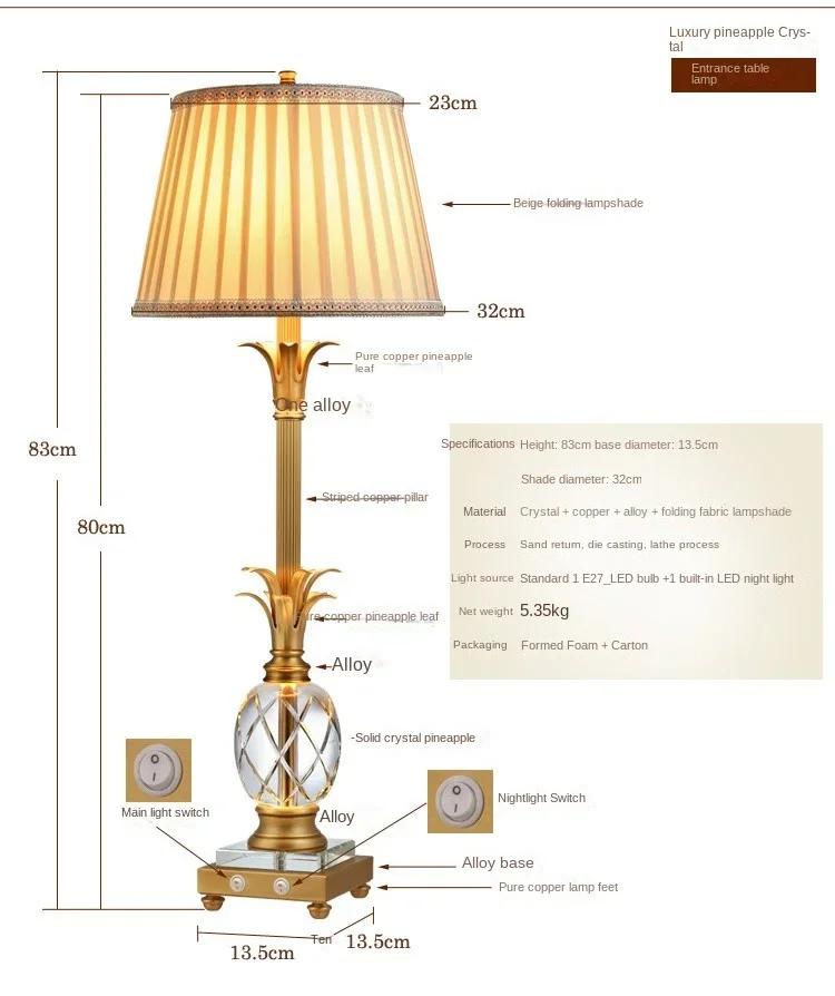 Modern LED Crystal Floor Lights For Living Room Study Floor Lamp Copper Bedroom Bedside Table Lamps Interior Lighting Decoratio