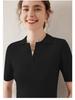 Women's Polo Collar Cashmere Sweater - Slim Fit, Short, Five-Sleeve, Gentle Style for Spring & Autumn.