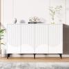 Sideboard 4-Rattan-Türen, Modern Buffetschrank, Viel Stauraum, Verstellbare Ablage, Wohnzimmer, Esszimmer, Flur, Küche, Landhausstil, Schwarz, 145cm