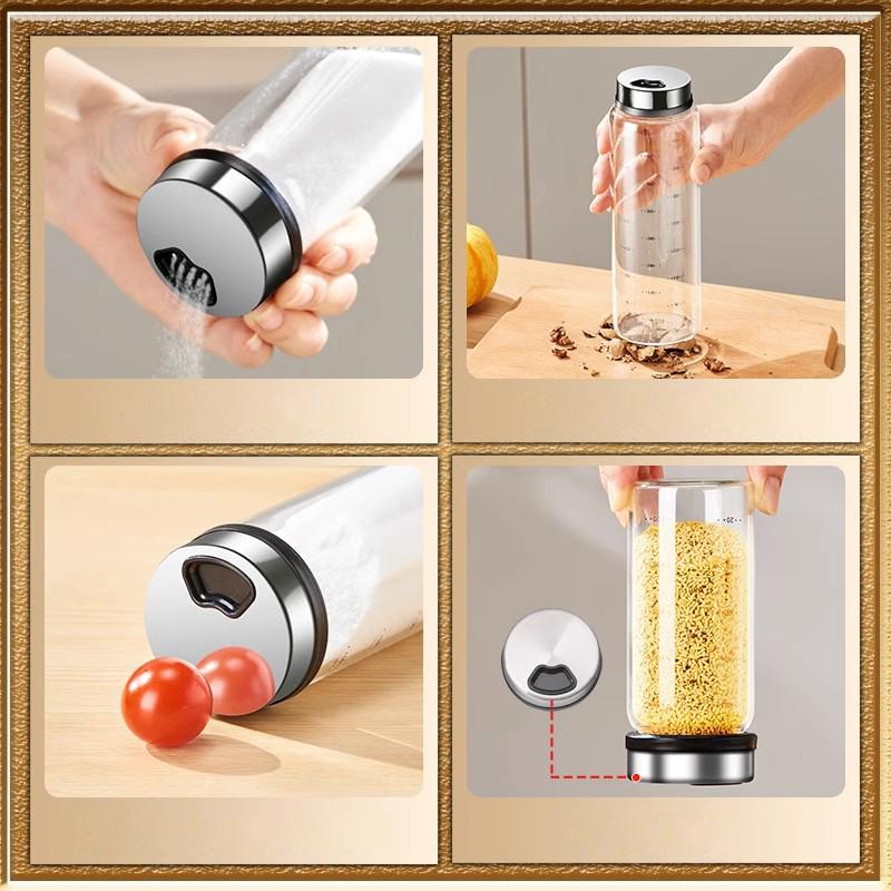 GIANXI 200ML/500ML High Borosilicate Glass Seasoning Jar Household Transparent Rotating Seasoning Bottle Kitchen Accessories