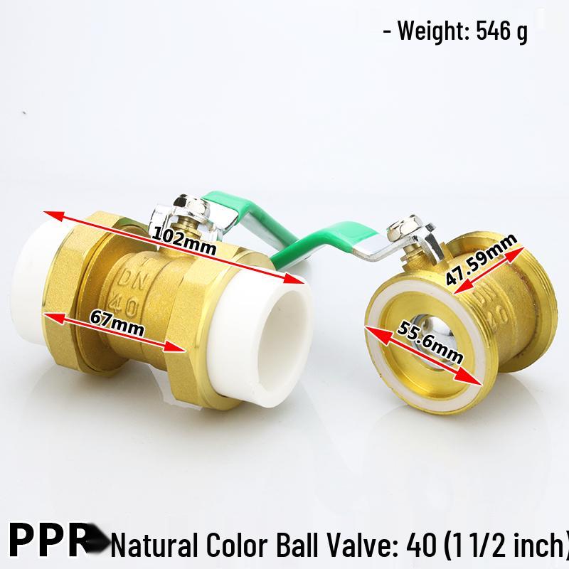 High-Temperature PPR Ball Valve: Double Union, Copper, Hot Melt, Sizes 20-75, Water Pipe & Switch
