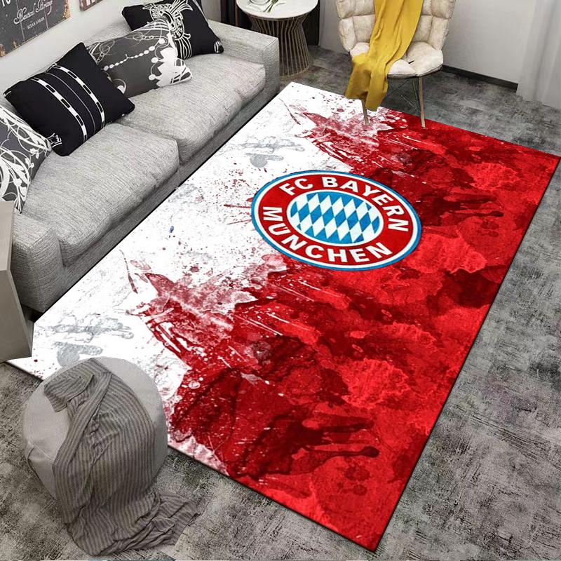 "FC Bayern Munich Logo Carpet, Red and White Splatter Design Rug" Suitable for use as an anti-slip for living room bedroom sofas