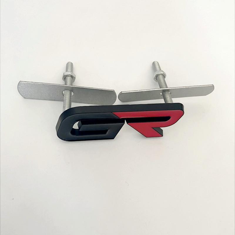 3D Metal Black Red Logo GR Emblem Letters Car Front Grill Badge For Hilux CHR Corolla Yaris GR Sticker Accessories