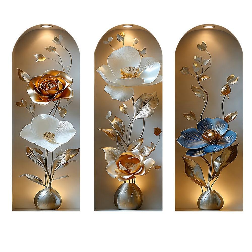 Creative 3D Vase Flower Wall Sticker Background Decoration Multicolor Wall Posters Photo Props Wall Art Home Decoration
