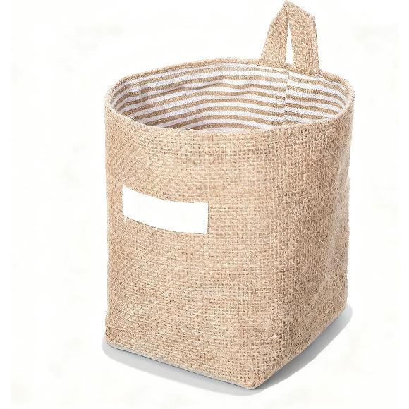 Small Hanging Basket, Small Wall Basket Cotton and Linen Hanging Storage Foldable Baskets for Desktop, Ideal for Organizing Keys and Miscellaneous