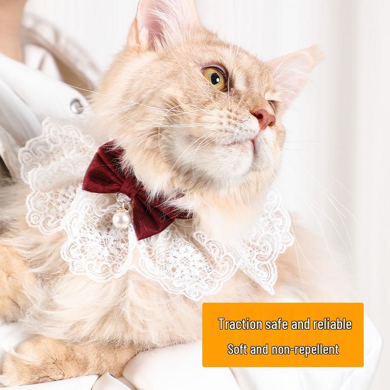 Pet Princess Lace Ruff Collar: Cute Four-Season Cat Bib Necklace