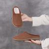 Spring and Summer Flat Shoes Cowhide Flip-flops with Soft Soles and Soft Tops Genuine Leather Semi-slippers