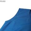 ZANZEA Women Casual Round Neck Summer Sleeveless Pleated Dress