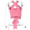 Cross Halter Women Tank Crop Top Hollow Out Bandage Backless Slim Sexy Female Vest 2023 Summer Fashion Ladies Pink Ladies Corset